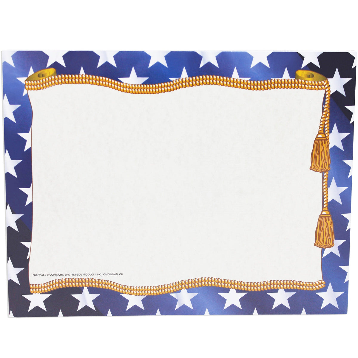 Certificate Paper with Gold and Blue Border, Award Certificates (White, 8.5  x 11 in, 50-Pack)