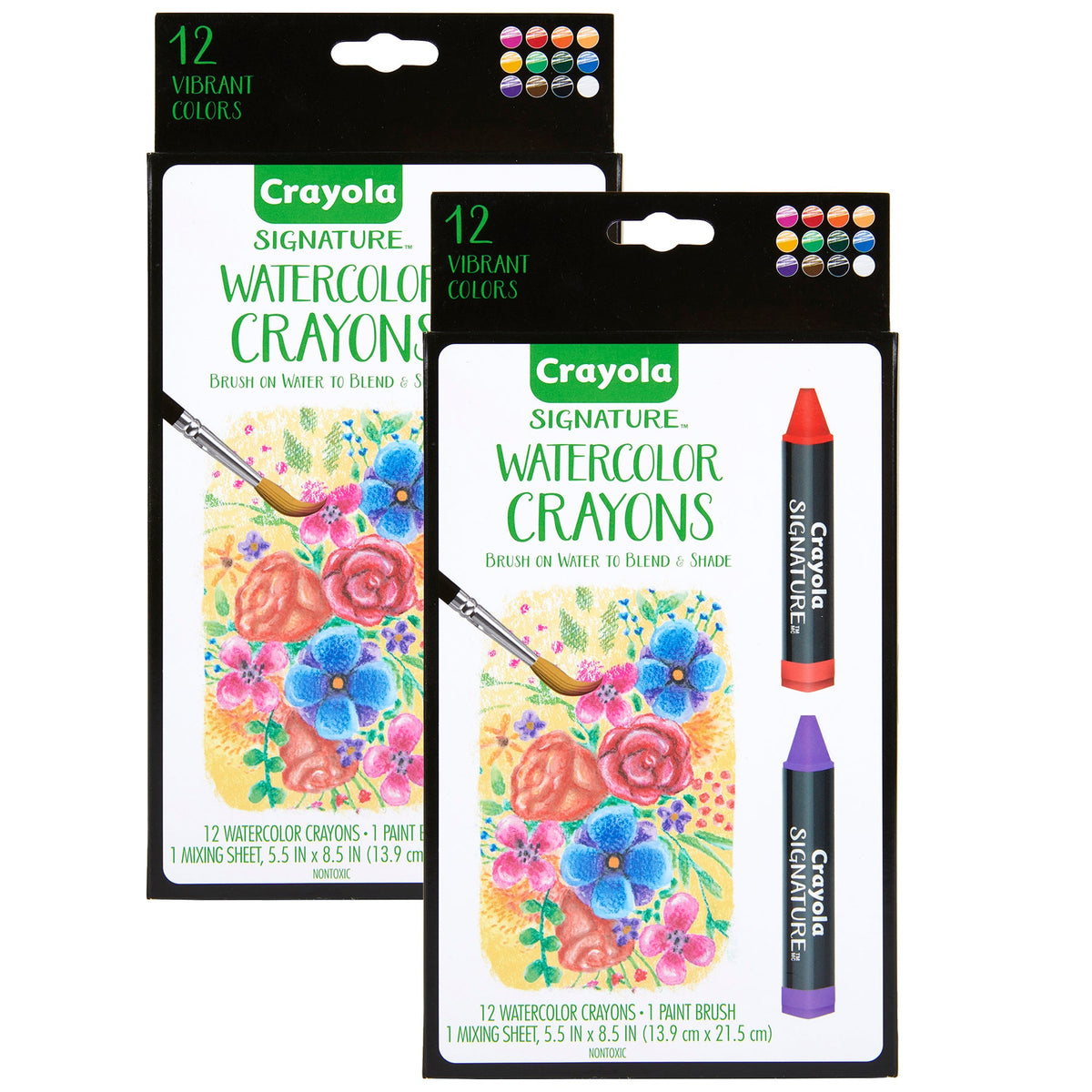 Crayola Washable Watercolors 8 Colors Paint Brush Nontoxic Set of 2