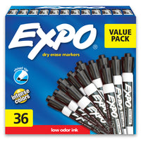 Low Odor Dry Erase Markers, Chisel Tip, Black, 36 Count