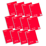 1-Subject Notebook, 70 Page, Wide Ruled, Red, Pack of 12