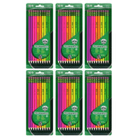 Premium Neon Wood No. 2 Pencils with Eraser, 10 Per Pack, 6 Packs