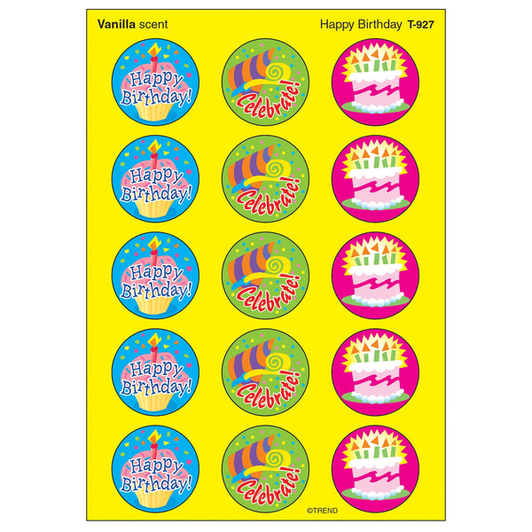 Happy Birthday-Vanilla Stinky Stickers®, 60 Per Pack, 6 Packs