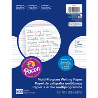 Multi-Program Handwriting Paper, 1-2" Ruled (Short Way), White, 10-1-2" x 8", 500 SheetsPer Pack, 2 Packs