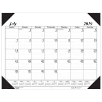 Monthly Academic Calendar Economy Desk Pad, 14 Months (Jul-Aug), 22" x 17", Black