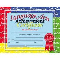 Language Arts Achievement Certificate, 30 Per Pack, 3 Packs