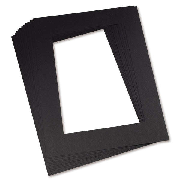 Pre-Cut Mat Frames, 11.5" x 16.75" Frame, 8" x 10.75" Window, Black, 12 Per Pack, 2 Packs