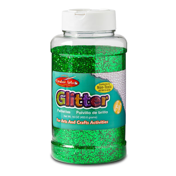 Creative Arts™ Glitter, 1 lb. Bottle, Green, Pack of 3