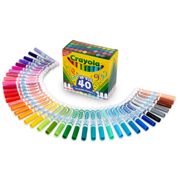 CRAYOLA Black Washable Markers, Broad Line Markers, 12 Count