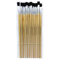 Flat Easel Brushes, 0.5", Bristle, 12 Per Pack, 3 Packs